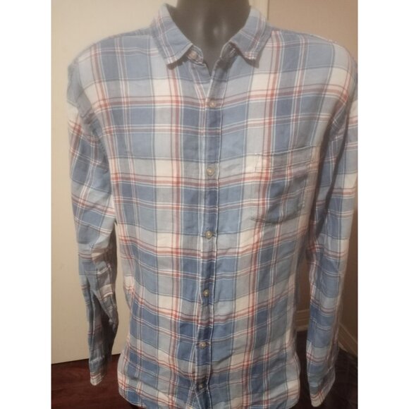 Marine Layer Plaid Button Shirt Men’s XL Blue Red 100% Cotton Button Down - Picture 1 of 11